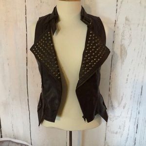 Double zero faux leather moto vest
